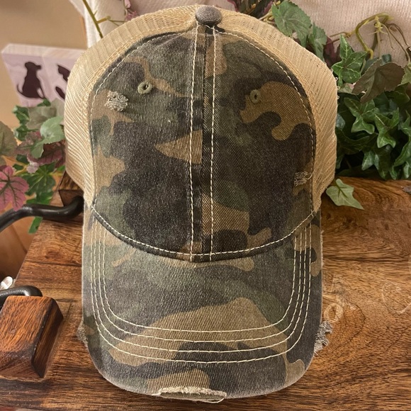 C.C Accessories - C. C Gray Camouflage Ponytail Hat NWT